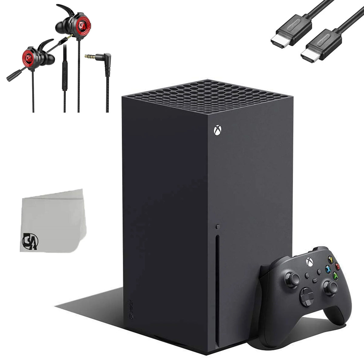 Microsoft Xbox Series X 16GB RAM Black Gaming Console + G11-A Earbuds With Microphone BOLT AXTION Bundle Like New